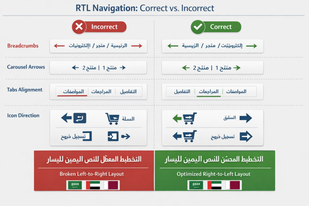 Arabic UX design RTL navigation errors on GCC websites