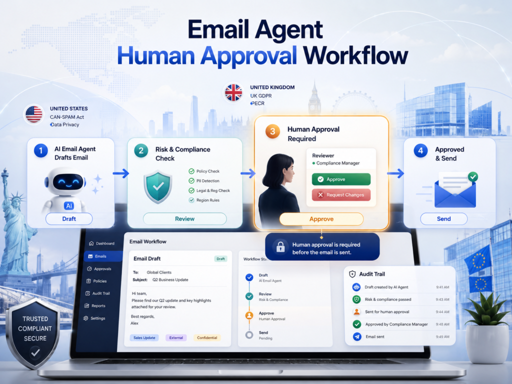 Tool-Using Agents email approval workflow for US UK and EU teams