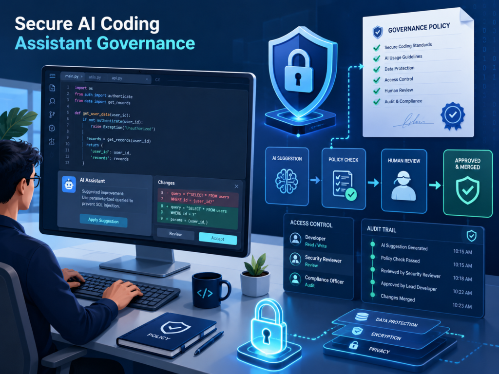 AI-generated code security governance policy for enterprise AI coding assistants