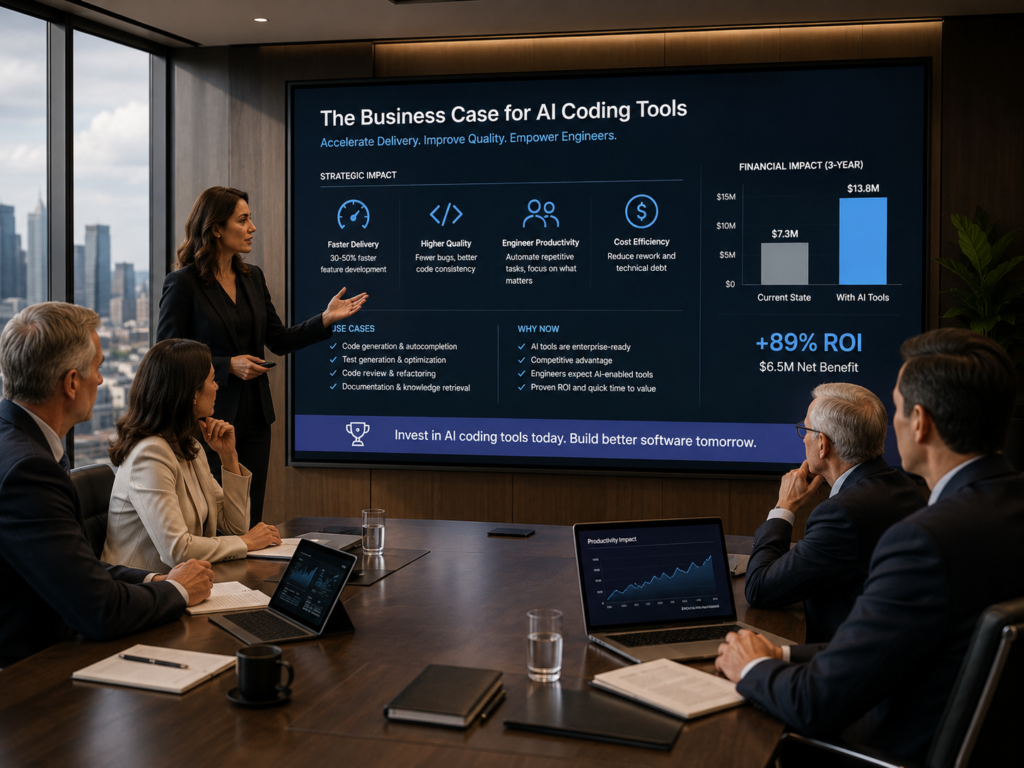 AI pair programming ROI business case for finance security and executive stakeholders