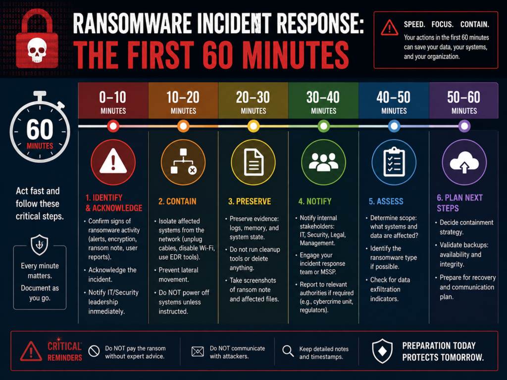 Ransomware incident response first 60 minutes for SMEs