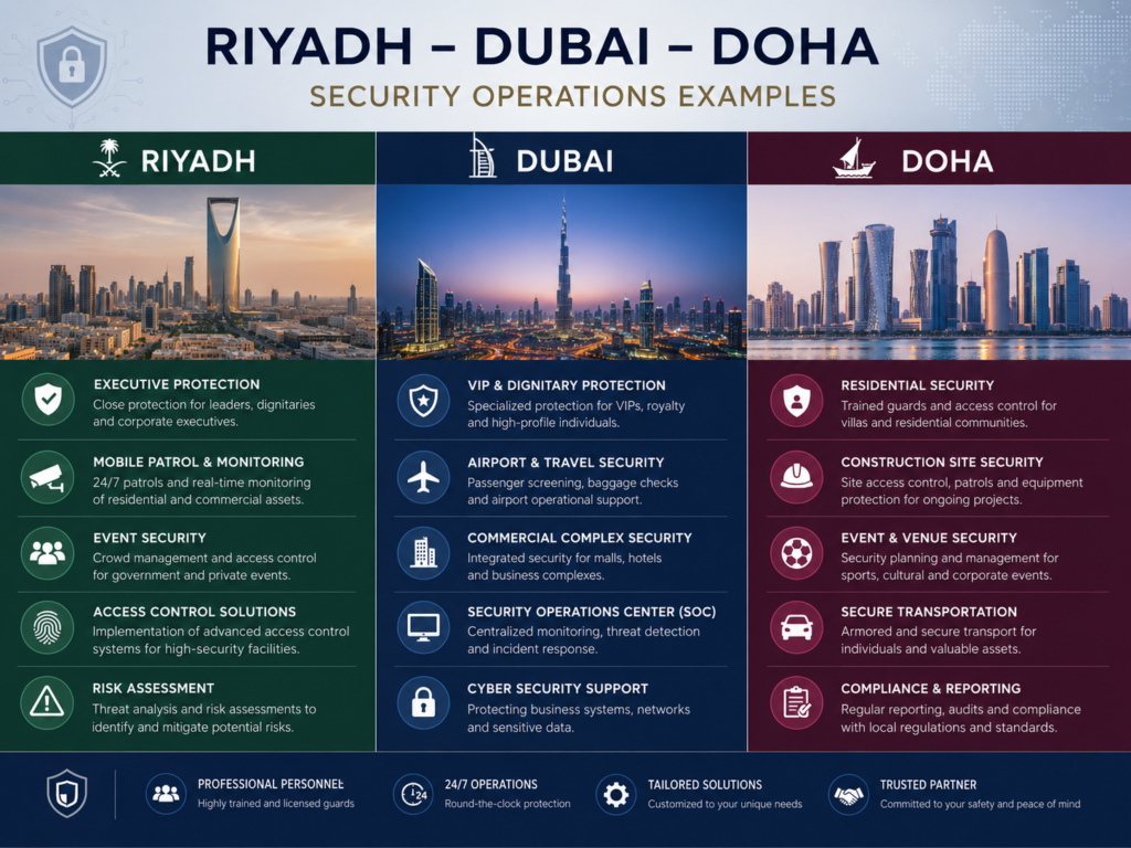 SOC vs MDR vs XDR examples for Riyadh Dubai and Doha companies