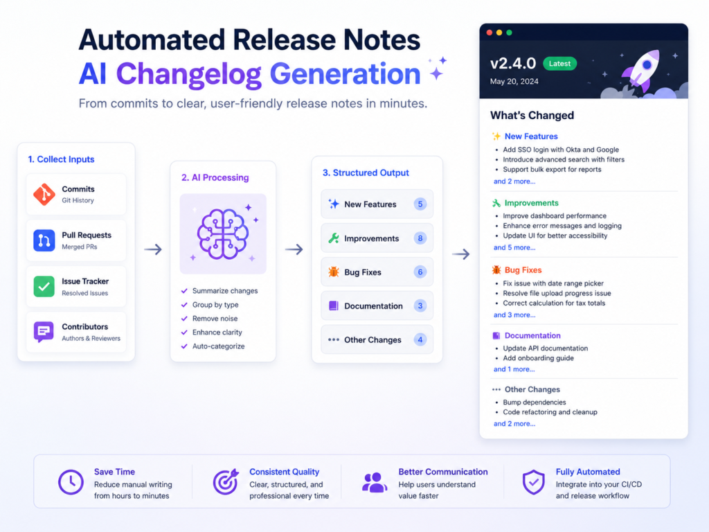 Automated release notes and AI changelog generation for CI/CD teams