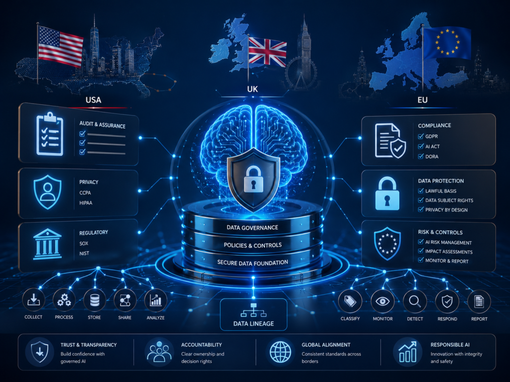 Data governance for AI compliance across USA UK Germany and EU