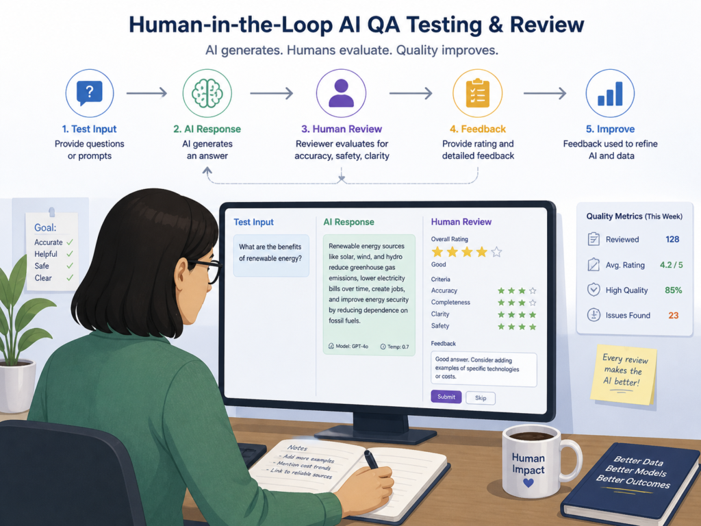Human-in-the-loop validation for AI-assisted QA testing