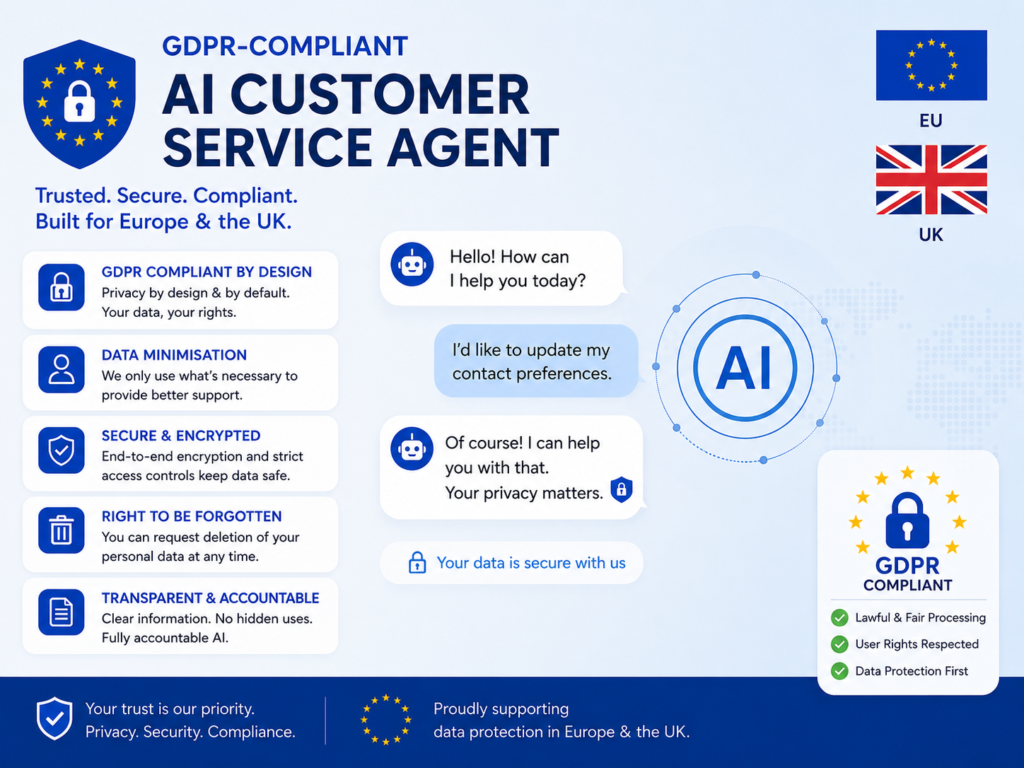 GDPR compliant customer support AI agent for UK and EU service teams