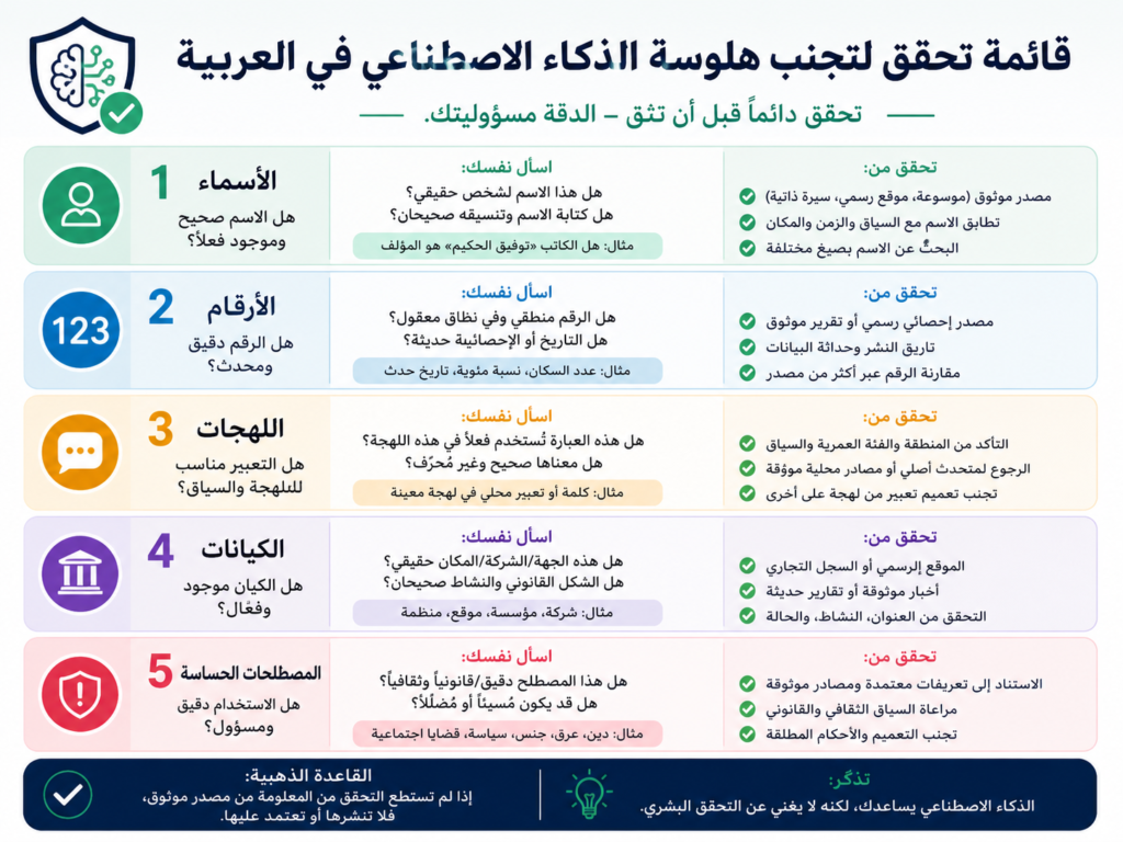 Human in the loop Arabic AI hallucination review checklist for GCC content