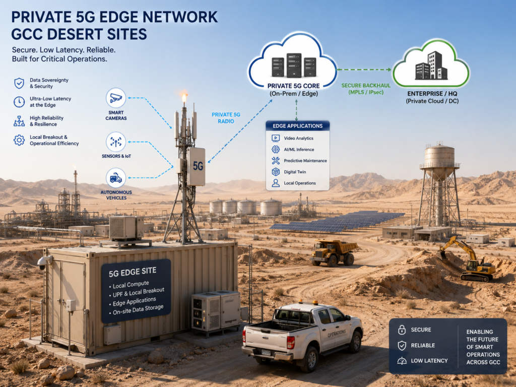 Private 5G edge network supporting edge computing use cases in desert environments across GCC industrial sites
