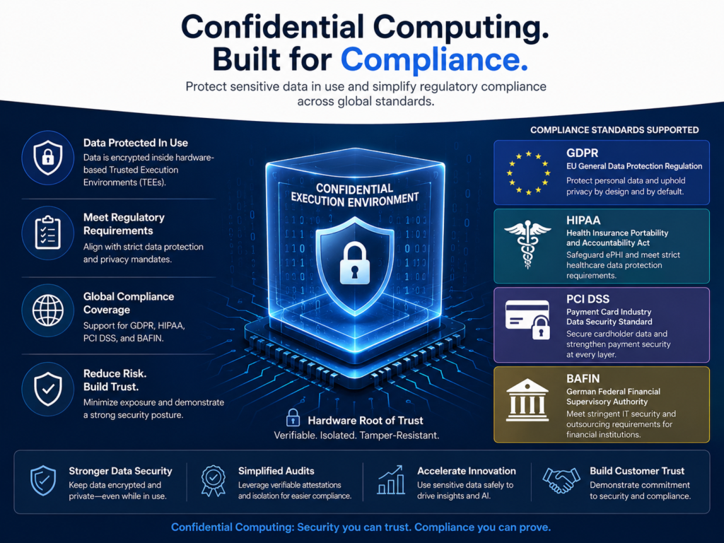 Confidential computing compliance benefits for GDPR, HIPAA, PCI DSS, and BaFin workloads