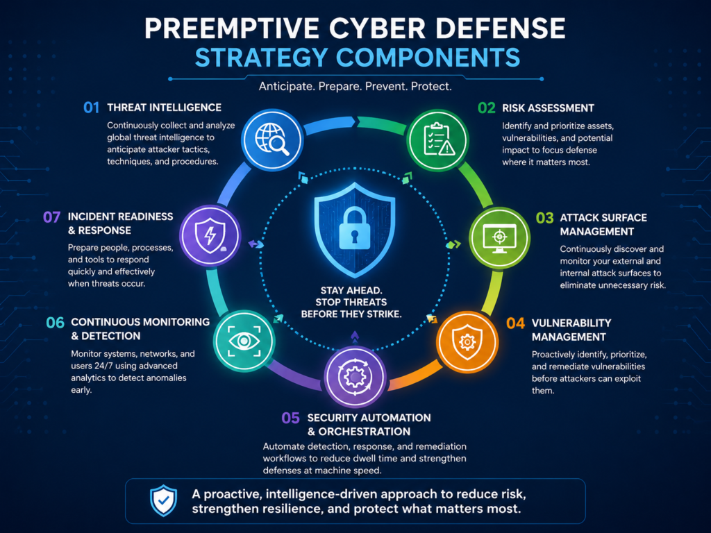 Preemptive cybersecurity strategy components including AI SOC and exposure management