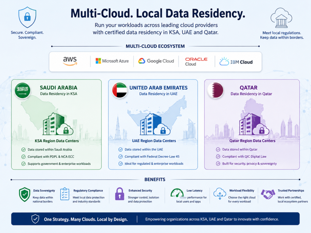 Multi-cloud strategy MENA data residency map for Saudi UAE Qatar