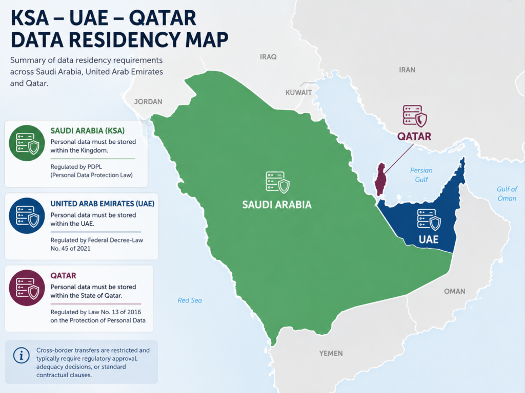 Data localization architecture patterns map for KSA UAE and Qatar data residency