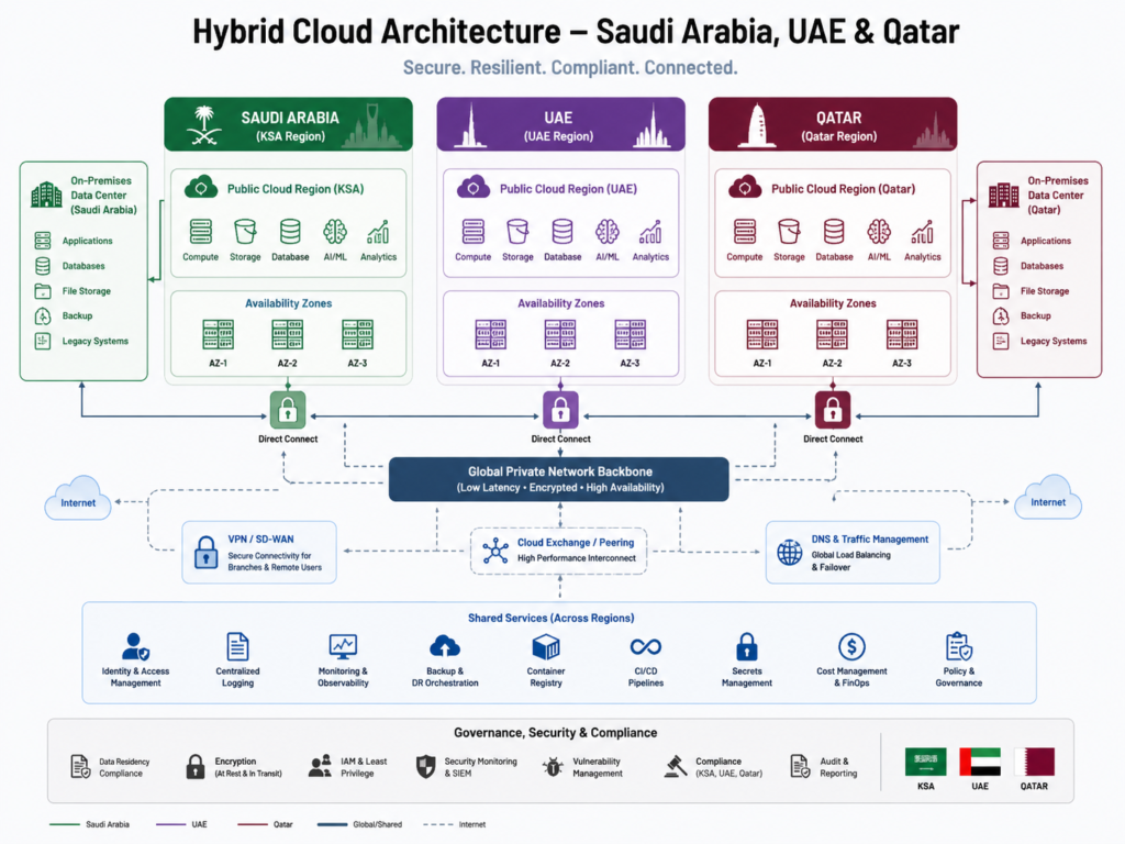Cloud repatriation GCC hybrid cloud architecture across Saudi UAE and Qatar