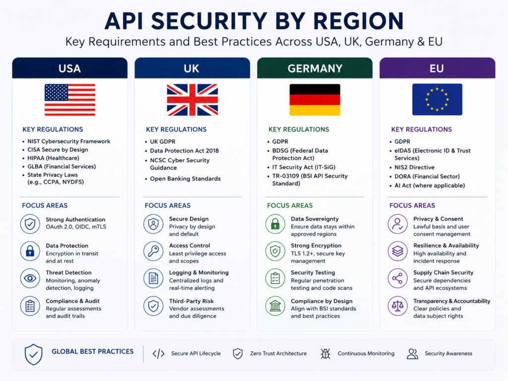 API security best practices 2026 regional priorities for USA UK Germany and EU teams