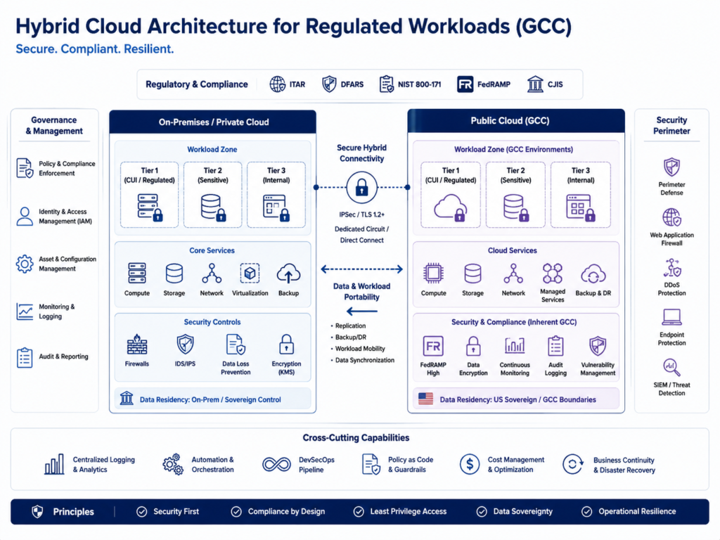 Hybrid cloud architecture for regulated workloads in GCC enterprises