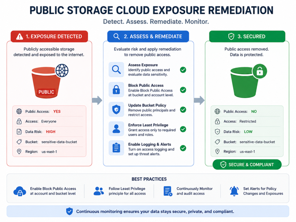 Cloud misconfiguration fixes for public storage exposure