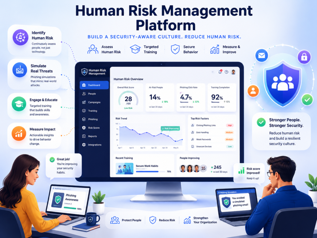 Human risk management platform for security awareness training metrics