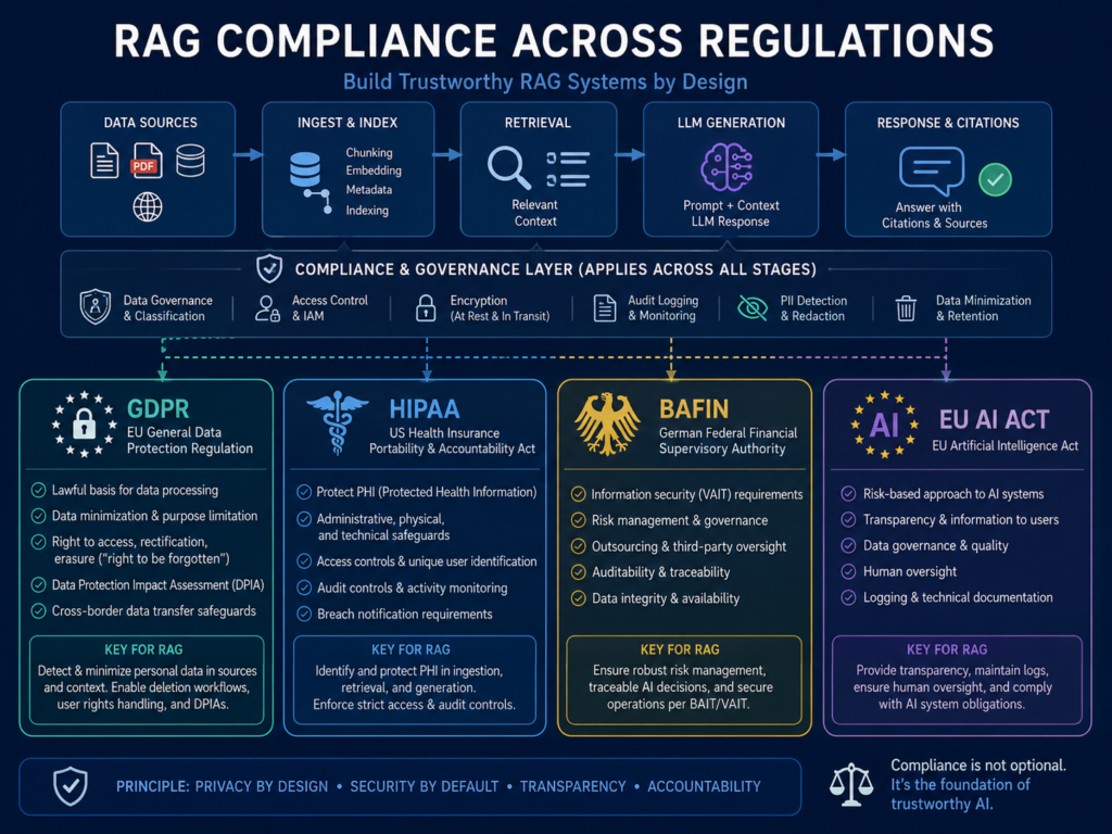 RAG security compliance for GDPR HIPAA BaFin and EU AI Act requirements
