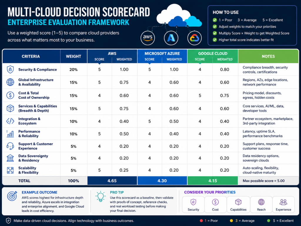 Enterprise multi-cloud strategy decision scorecard