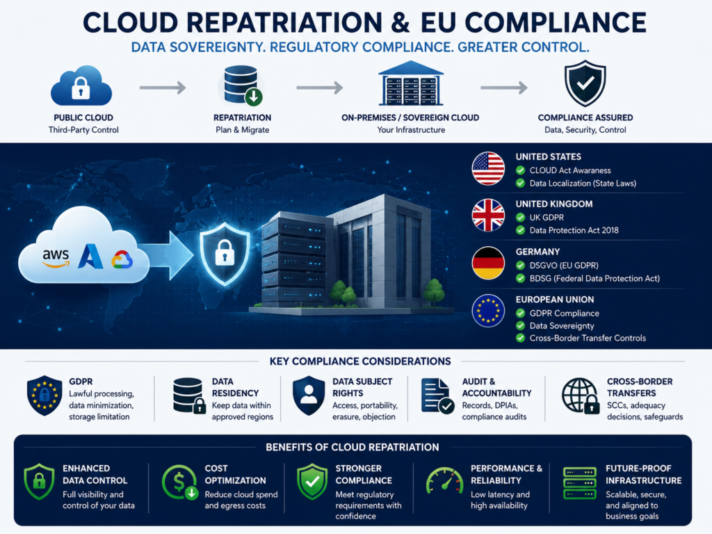 Cloud repatriation compliance considerations across the USA, UK, Germany, and EU