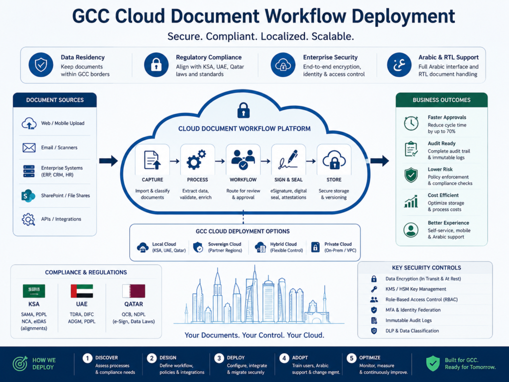 Cloud deployment for a GCC document workflow management system