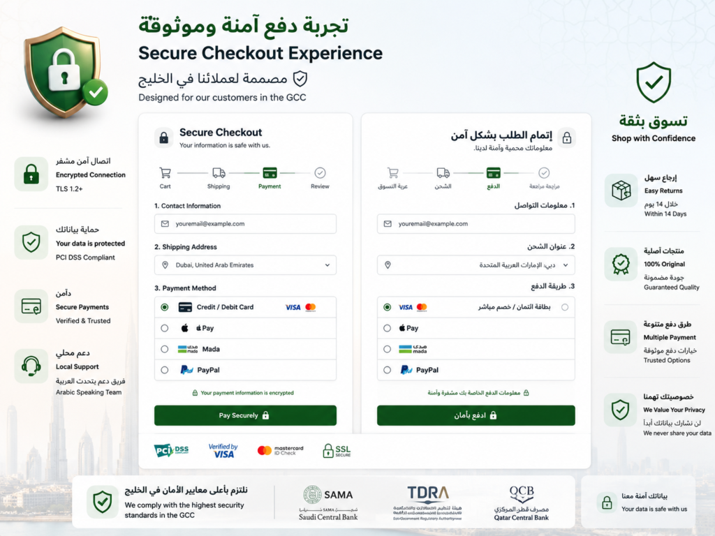 Arabic and English checkout UX for e-commerce fraud prevention GCC