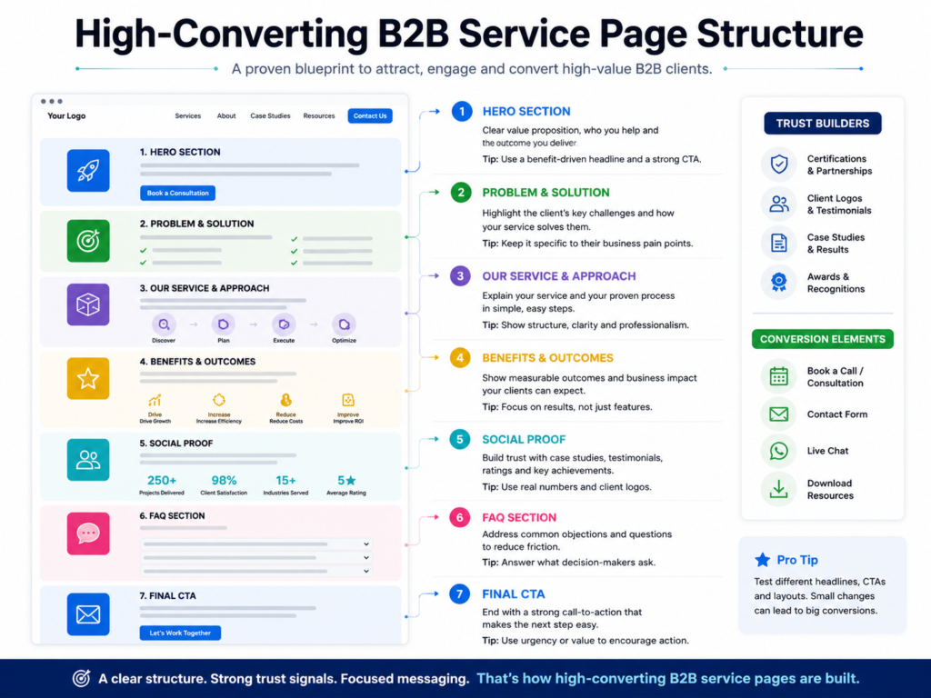 High-converting B2B service page SEO layout and conversion structure