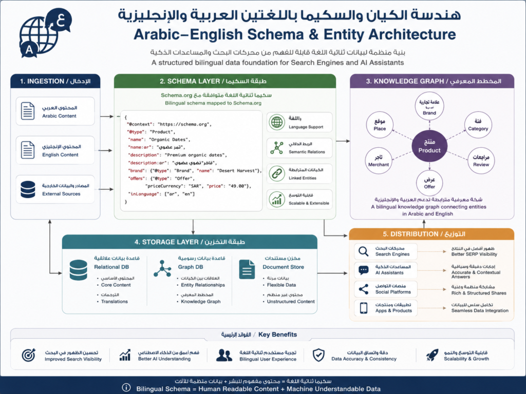 Bilingual entity architecture for schema markup for Arabic websites