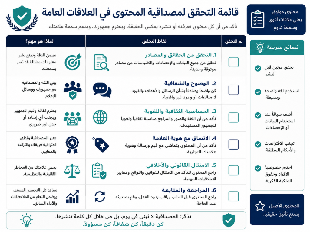 Arabic PR content authenticity checklist for GCC communications teams