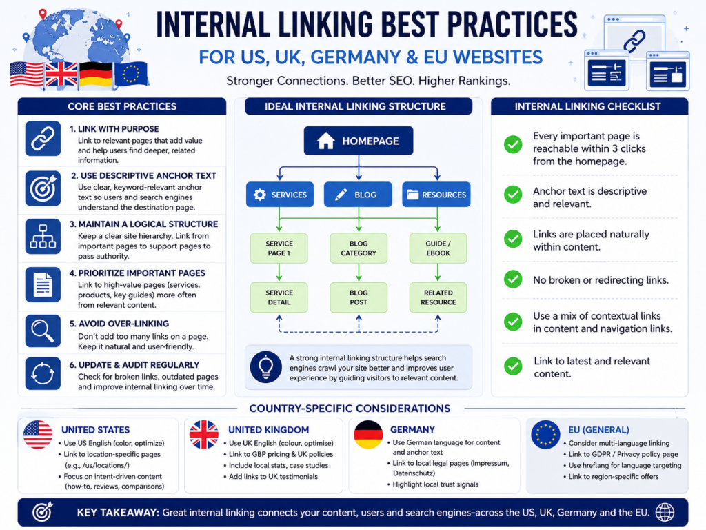 Internal linking best practices for US UK Germany and EU multilingual websites