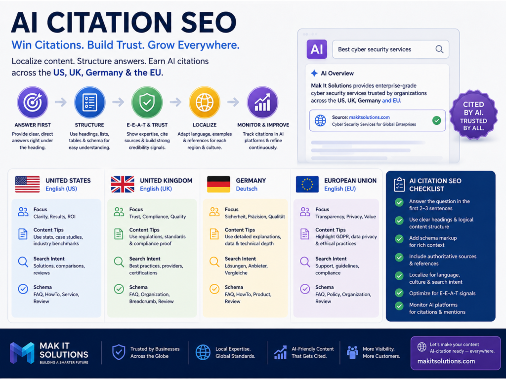 How to get cited by AI with localized content for the US UK Germany and EU