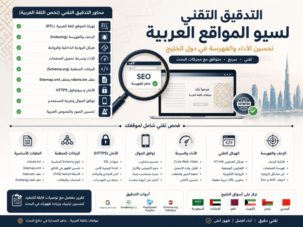Arabic SEO technical RTL audit for Saudi UAE and Qatar websites