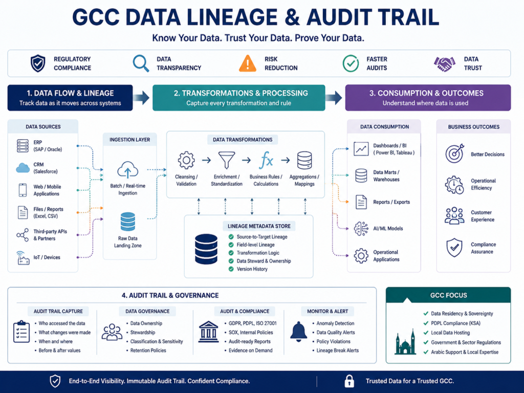 Data integrity in analytics using data lineage and audit trails