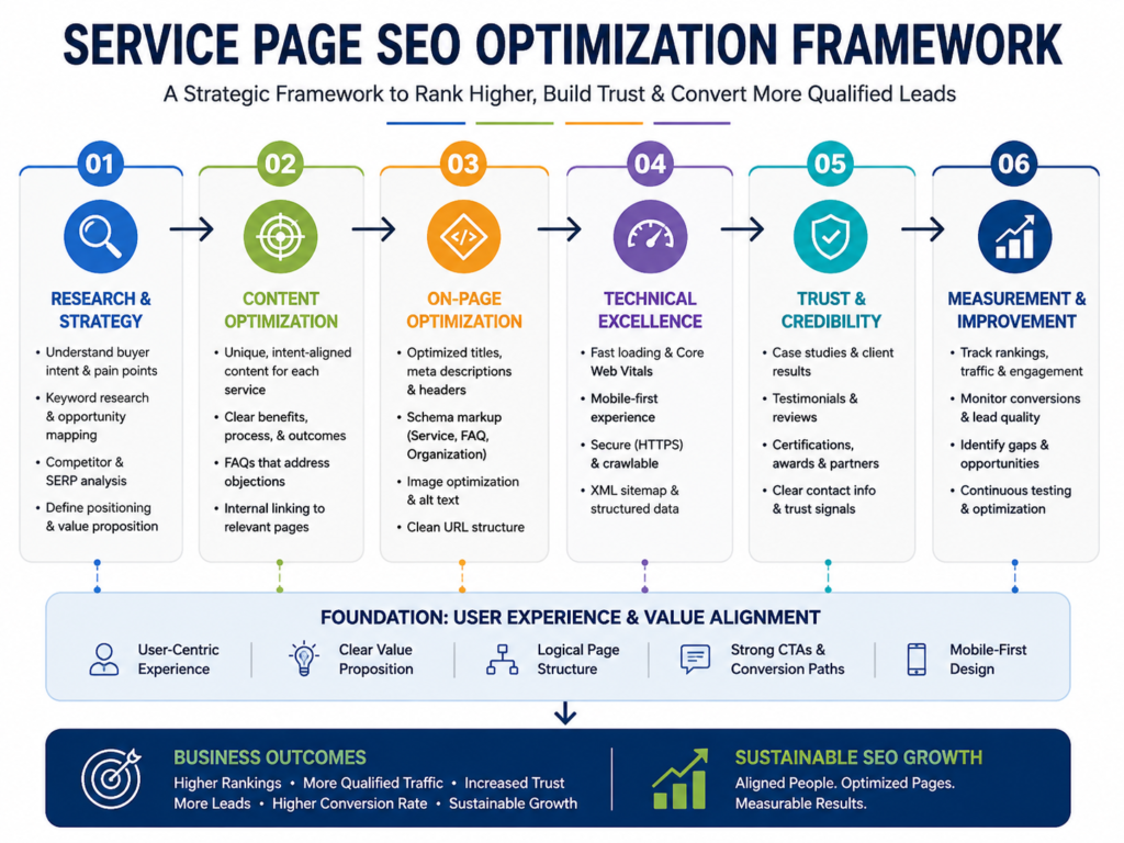 Service page SEO optimization framework for rankings and conversions