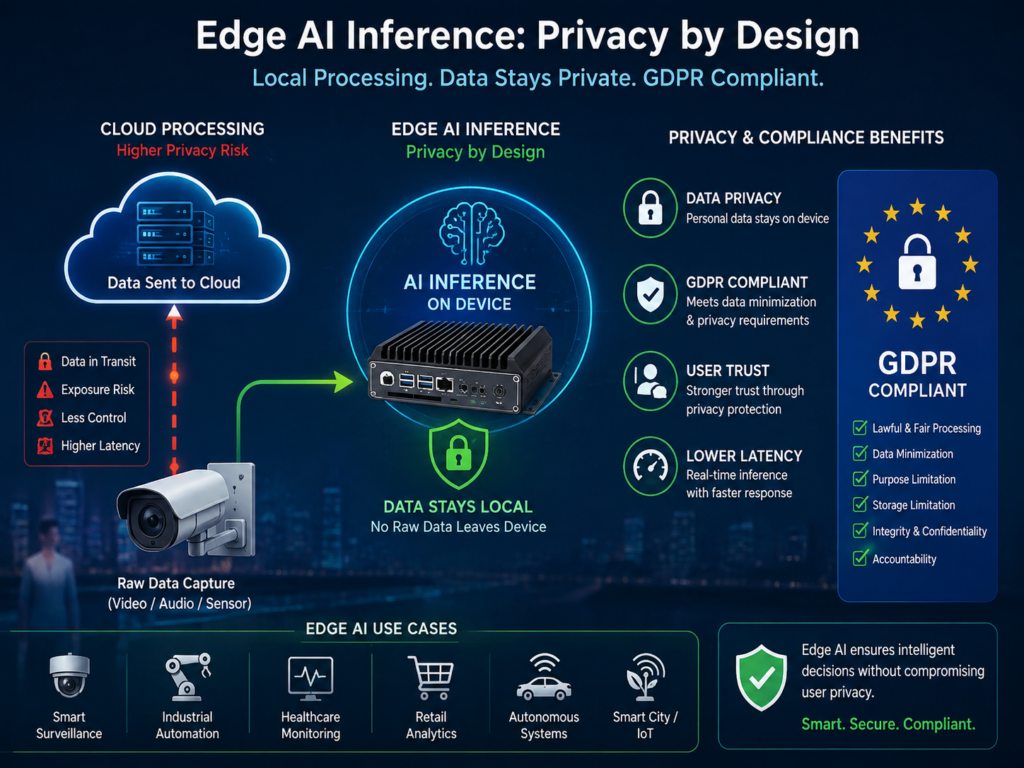 Edge AI inference supporting privacy through local AI processing and reduced data transfer