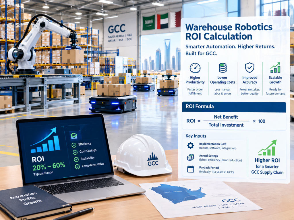 Warehouse automation GCC ROI calculation for AMRs picking and material movement