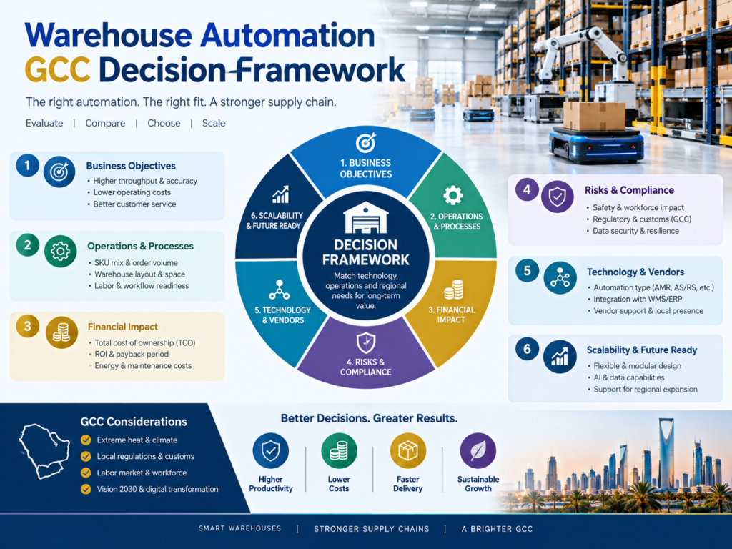 Warehouse automation GCC decision framework for evaluating robotics ROI in Saudi Arabia, UAE and Qatar