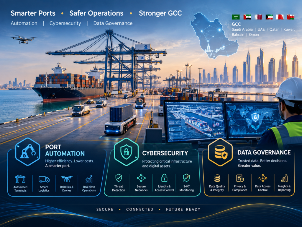 GCC port automation cybersecurity and data governance for smart ports in Saudi Arabia, UAE and Qatar