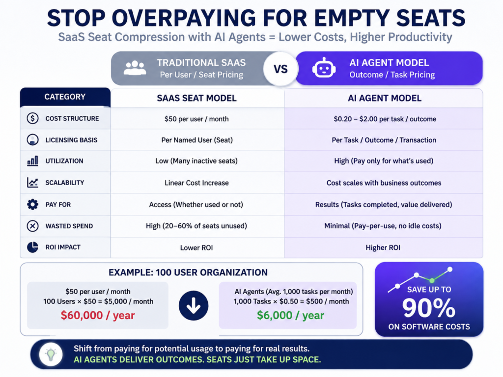 AI agents vs SaaS seat compression and usage-based pricing model