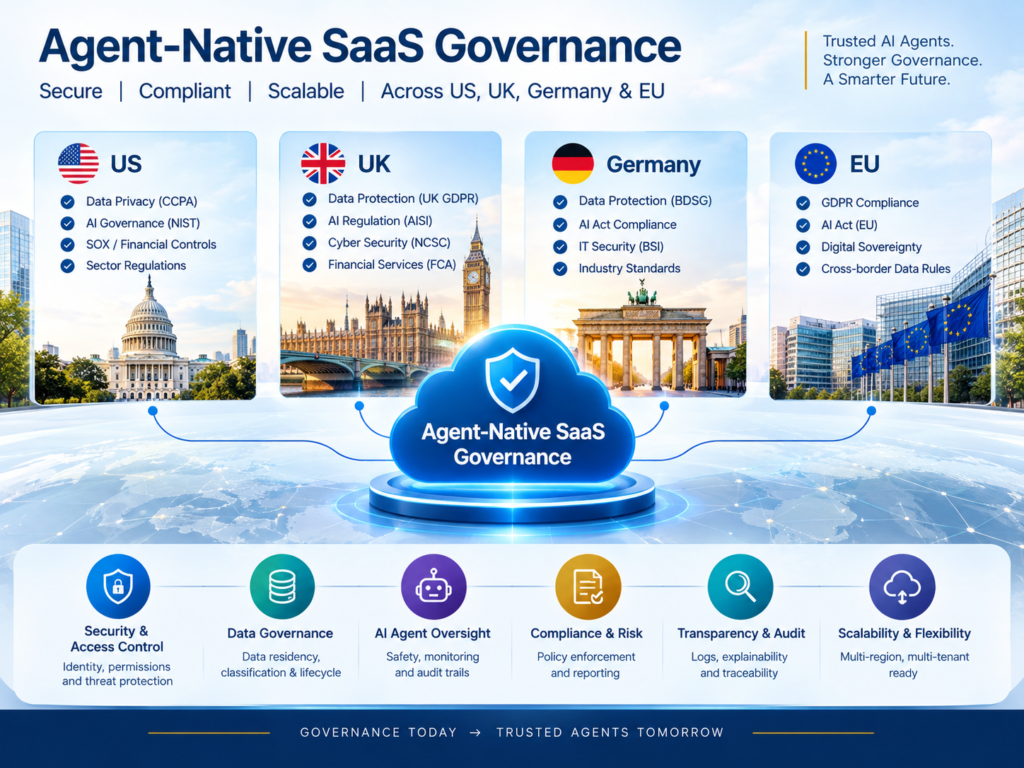 Agent-native SaaS governance for USA UK Germany and EU deployments