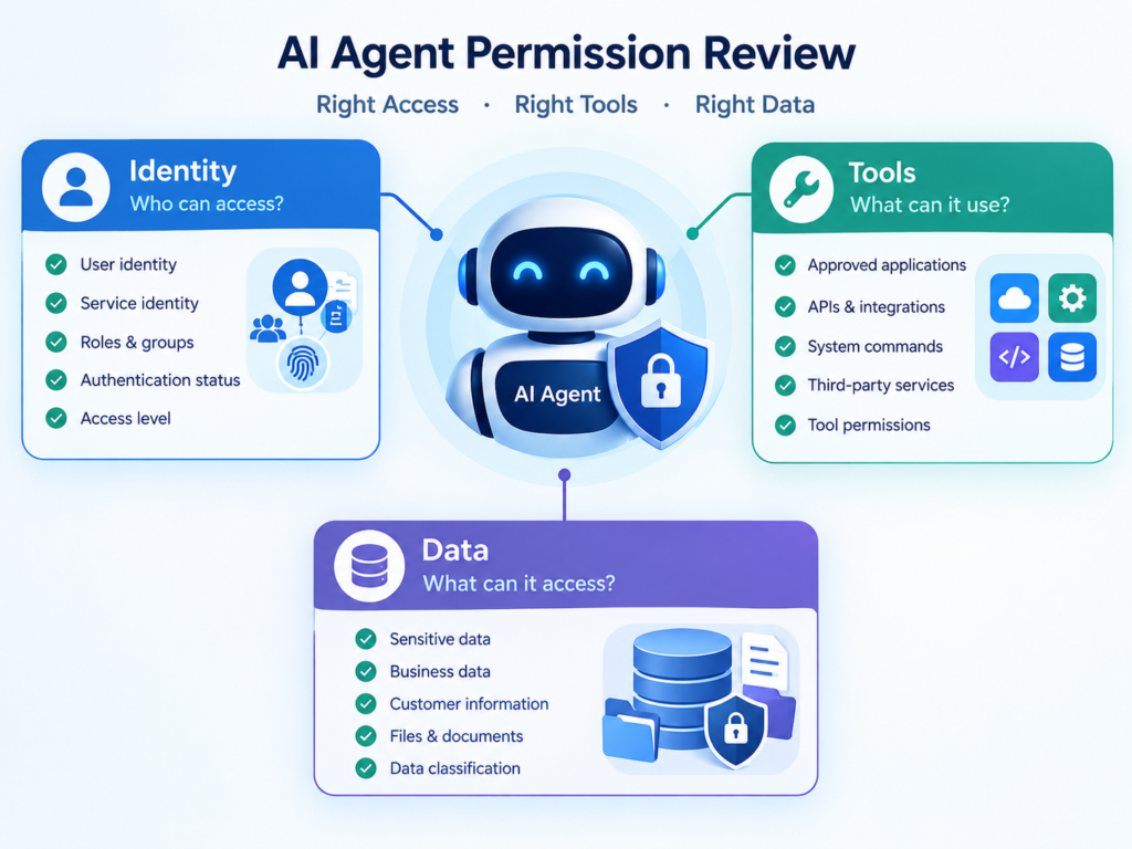 AI agent access reviews covering identity permissions tools APIs and data