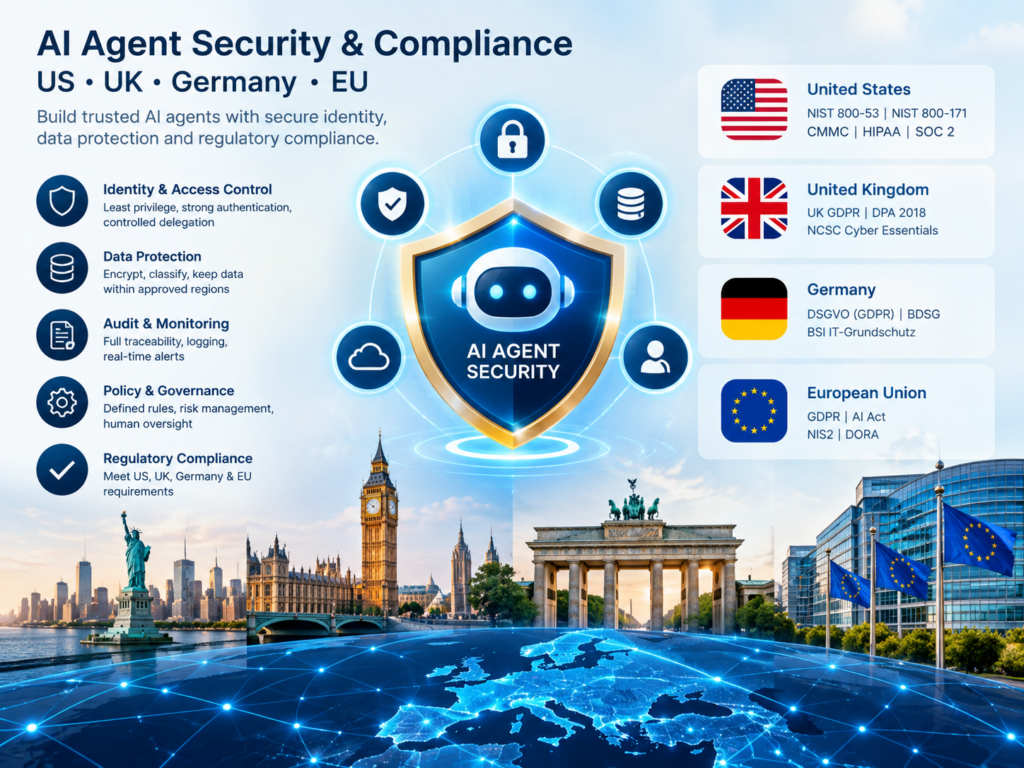 “AI agent security requirements across US UK Germany and EU”