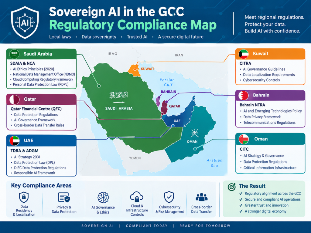 Sovereign AI GCC regulatory compliance map for Saudi Arabia, UAE and Qatar