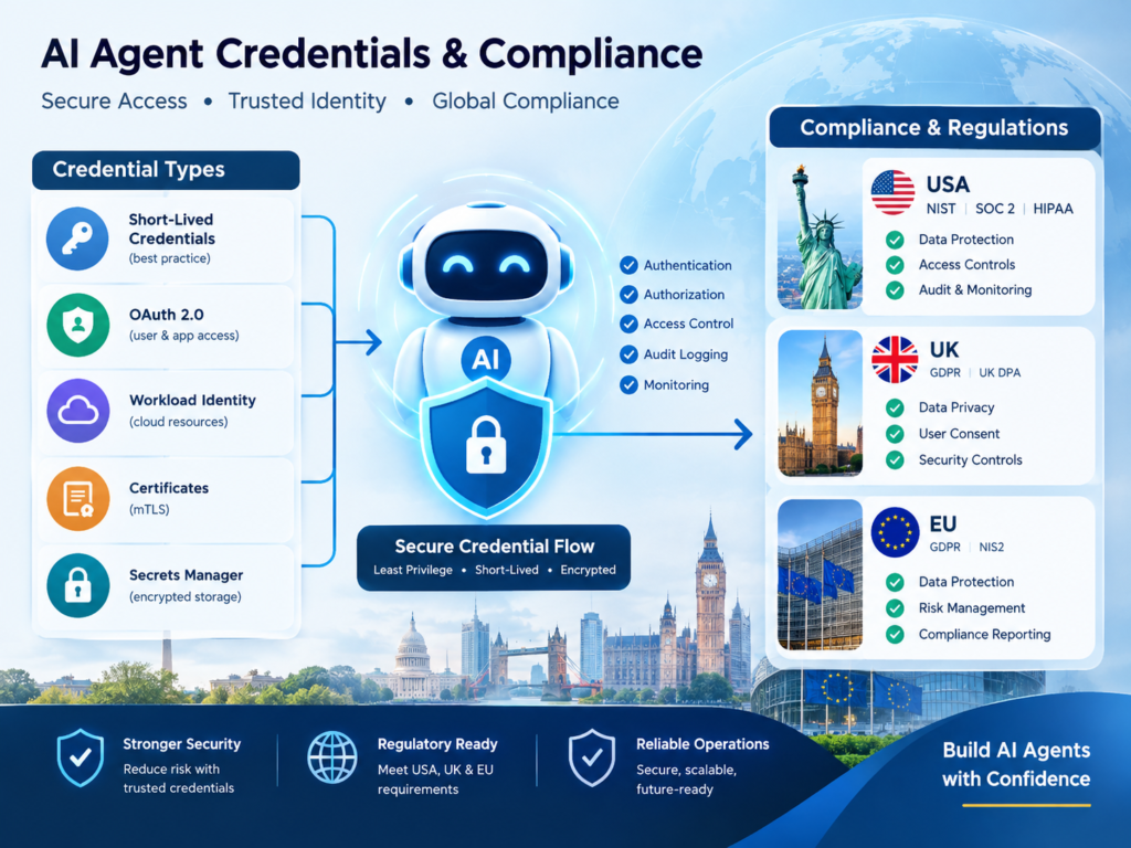 AI agent credentials compliance across USA UK Germany and EU