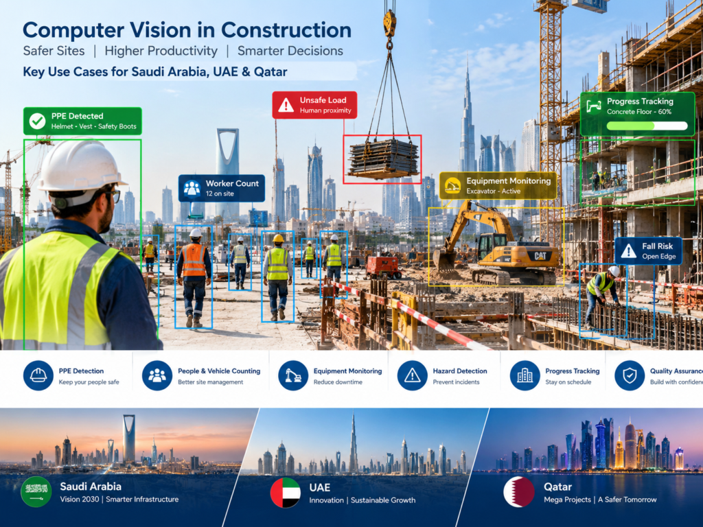 Computer vision in construction use cases for safety, progress and equipment monitoring in Saudi Arabia, UAE and Qatar