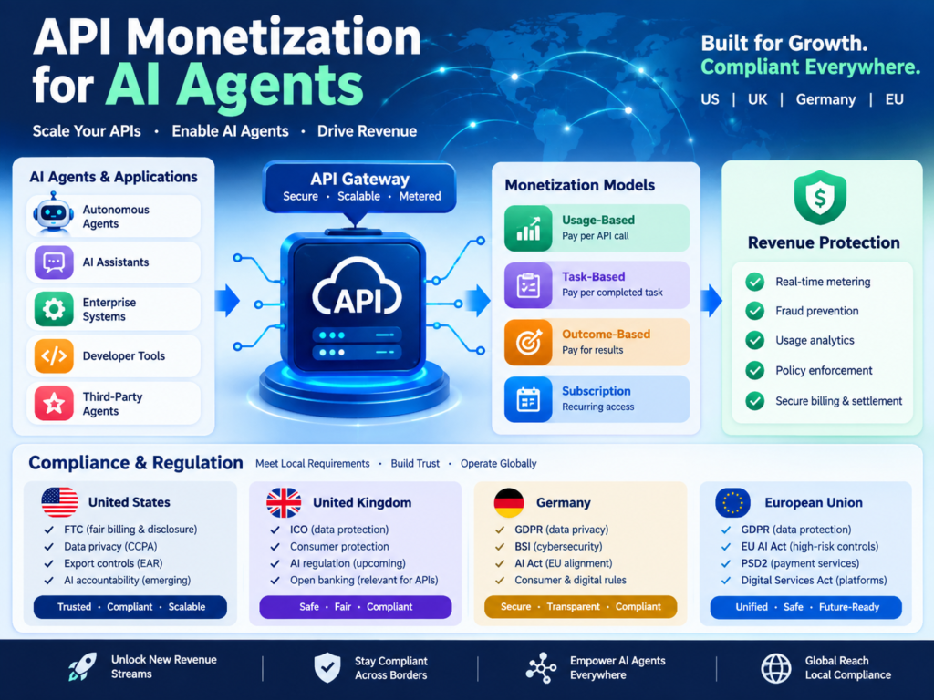 API monetization for AI agents across US UK Germany and EU compliance requirements