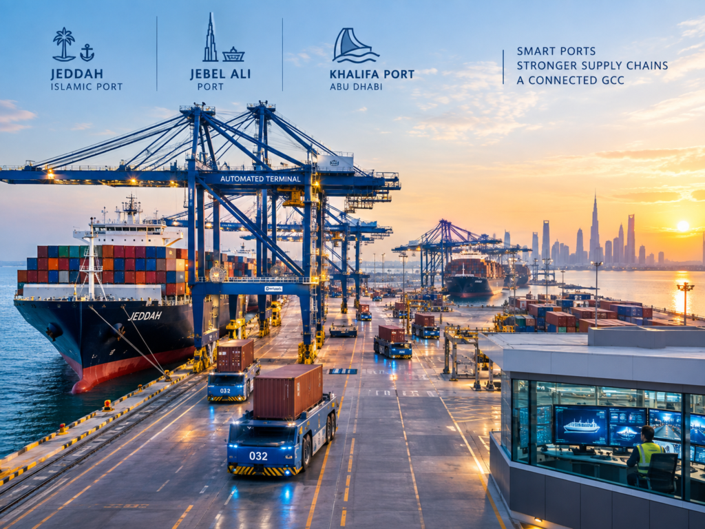 Port automation examples at Jeddah, Jebel Ali and Khalifa Port in the GCC