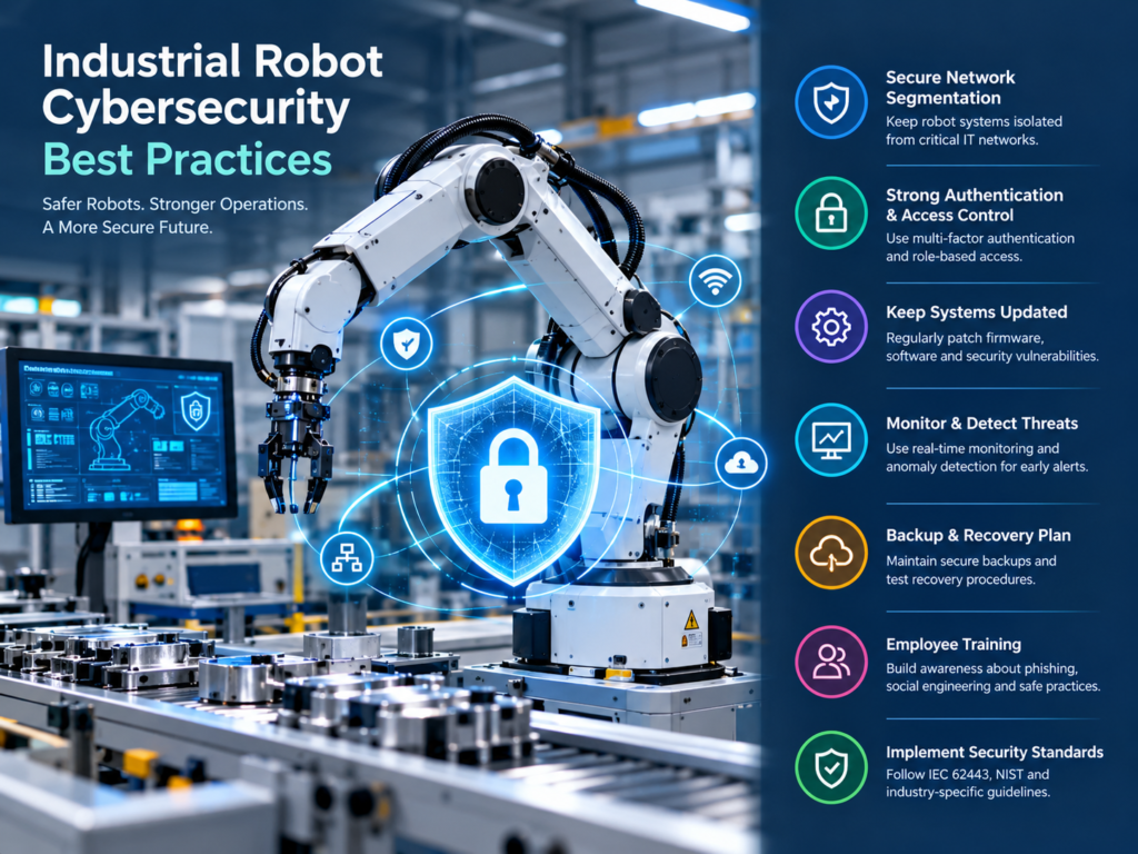 Can robots be hacked? Industrial robot cybersecurity best practices and secure monitoring.