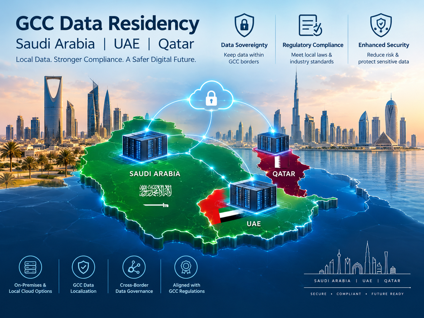 Data backup location in GCC across Saudi Arabia, UAE and Qatar privacy jurisdictions.