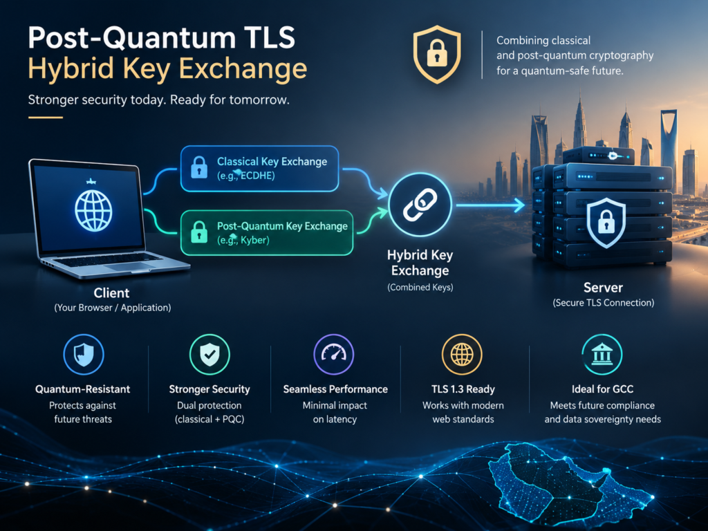 Post-quantum TLS hybrid key exchange combining X25519 and ML-KEM-768.